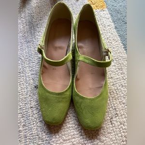 Beautiful green Mary Jane flats from Golden Ponies